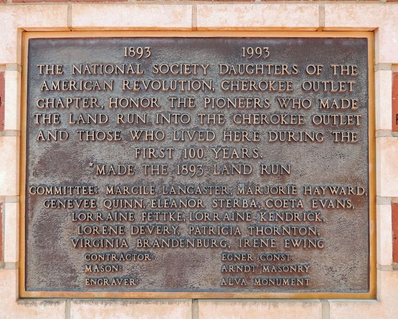 Woods County Centennial Wall Marker. Click for full size. Woods County Centennial Wall Marker image. Click for full size.