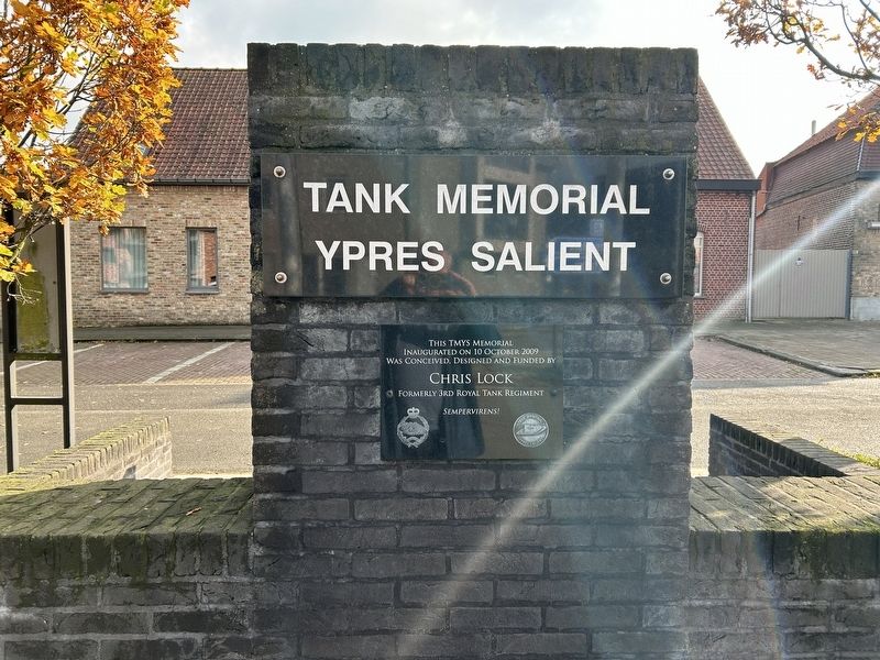 Reverse Side of Tank Memorial Ypres Salient Marker. Click for full size. Reverse Side of Tank Memorial Ypres Salient Marker image. Click for full size.