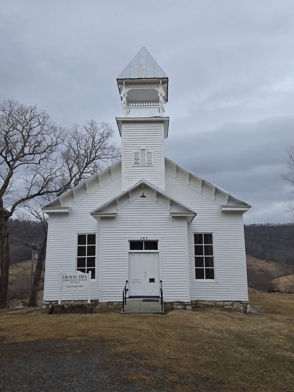 Gravel Hill Christian Church. Marker is on the right door of the entrance. Click for full size. Gravel Hill Christian Church. Marker is on the right door of the entrance image. Click for full size.