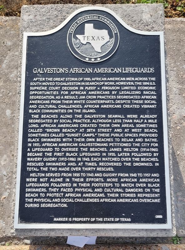 Galveston's African American Lifeguards Marker. Click for full size. Galveston's African American Lifeguards Marker image. Click for full size.