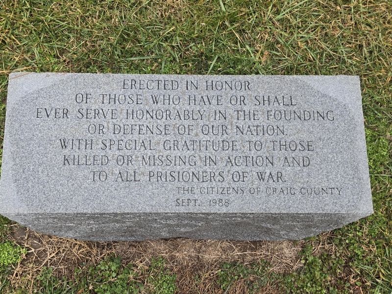 Craig County Veterans Monument Marker. Click for full size. Craig County Veterans Monument Marker image. Click for full size.