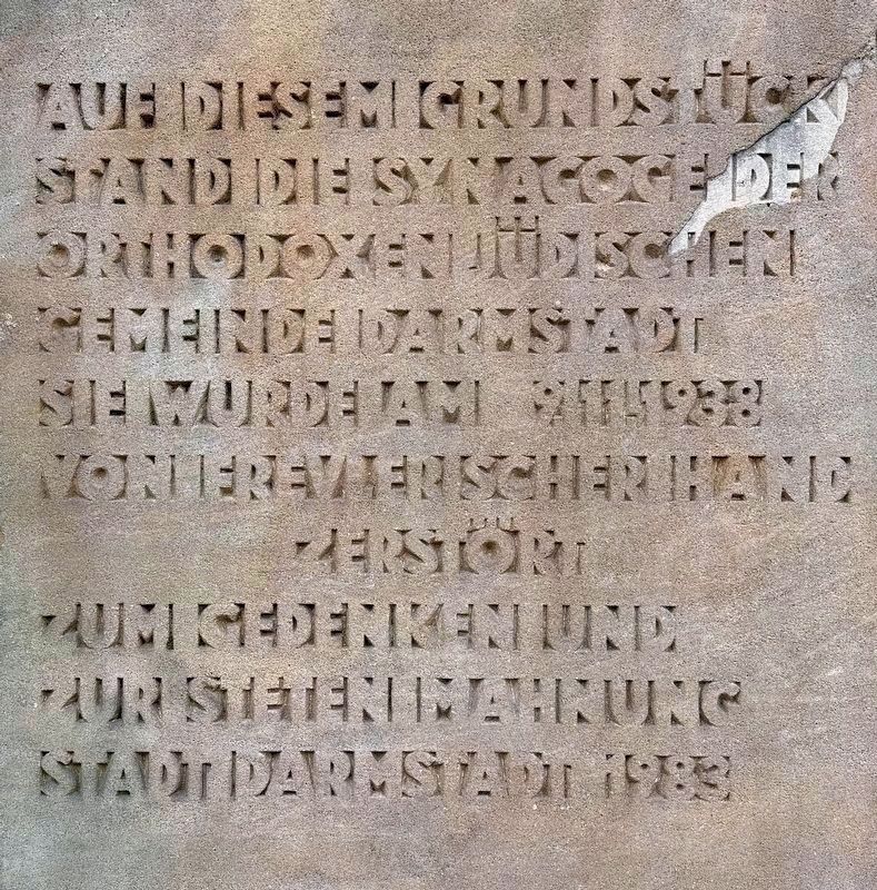 Orthodox Jewish Synagogue Marker - German text image. Click for full size.