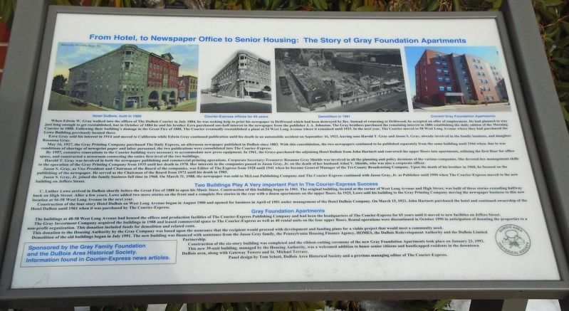 From Hotel, to Newspaper Office to Senior Housing: The Story of Gray Foundation Apartments Marker image. Click for full size.