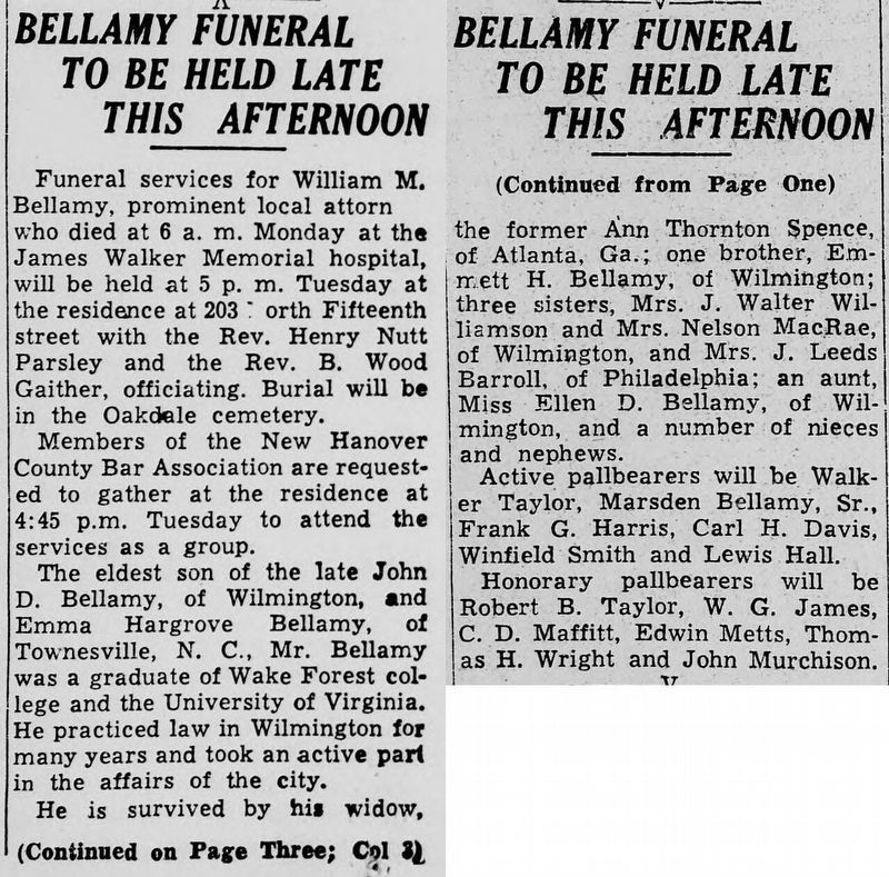 William McKoy Bellamy obituary. Click for full size. William McKoy Bellamy obituary image. Click for full size.