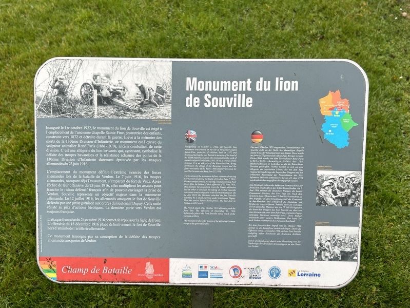 Monument du lion de Souville Marker image. Click for full size.