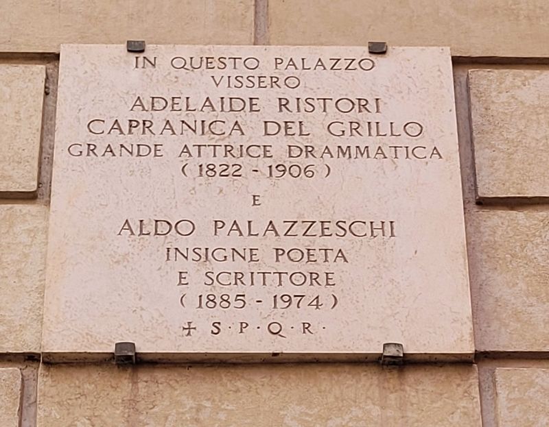 Adelaide Ristori and Aldo Palazzeschi Marker. Click for full size. Adelaide Ristori and Aldo Palazzeschi Marker image. Click for full size.