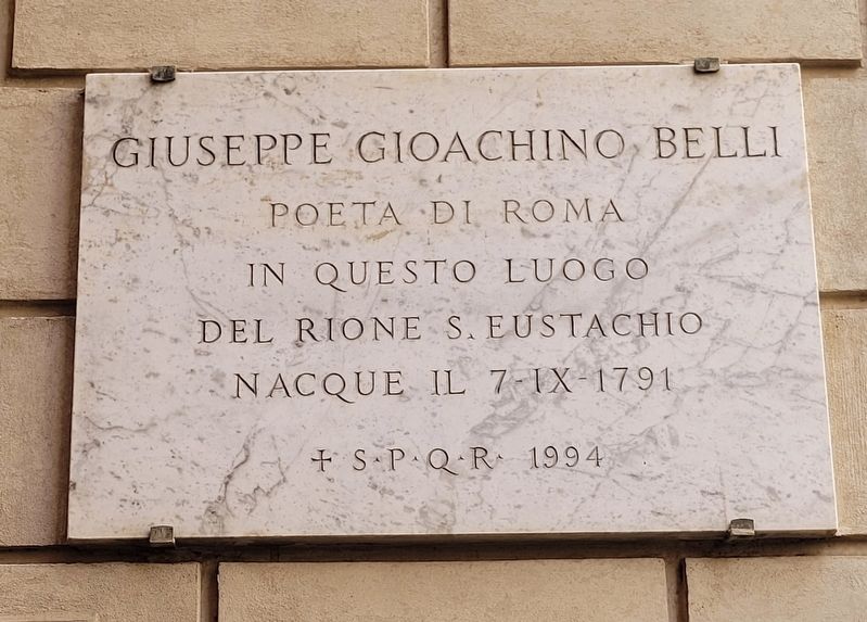 Giuseppe Gioachino Belli Marker. Click for full size. Giuseppe Gioachino Belli Marker image. Click for full size.