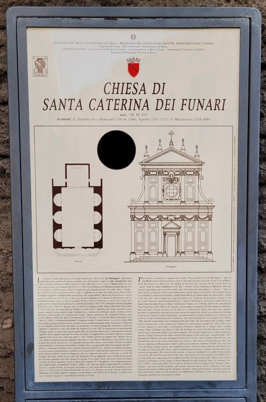Chiesa di Santa Caterina dei Funari / Church of Saint Catherine of the Ropemakers Marker. Click for full size. Chiesa di Santa Caterina dei Funari / Church of Saint Catherine of the Ropemakers Marker image. Click for full size.