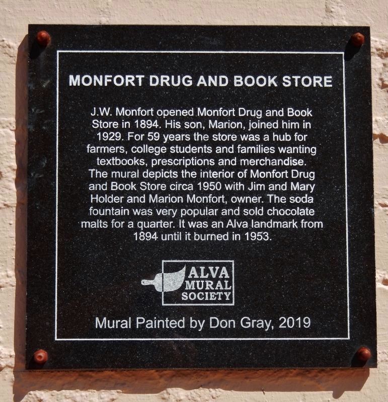 Monfort Drug and Book Store (<i>right side of mural</i>) image. Click for full size.