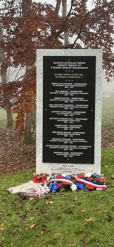 Soldats Antillais Morts Devant Verdun et à Fleury-devant-Douaumont Marker. Click for full size. Soldats Antillais Morts Devant Verdun et à Fleury-devant-Douaumont Marker image. Click for full size.