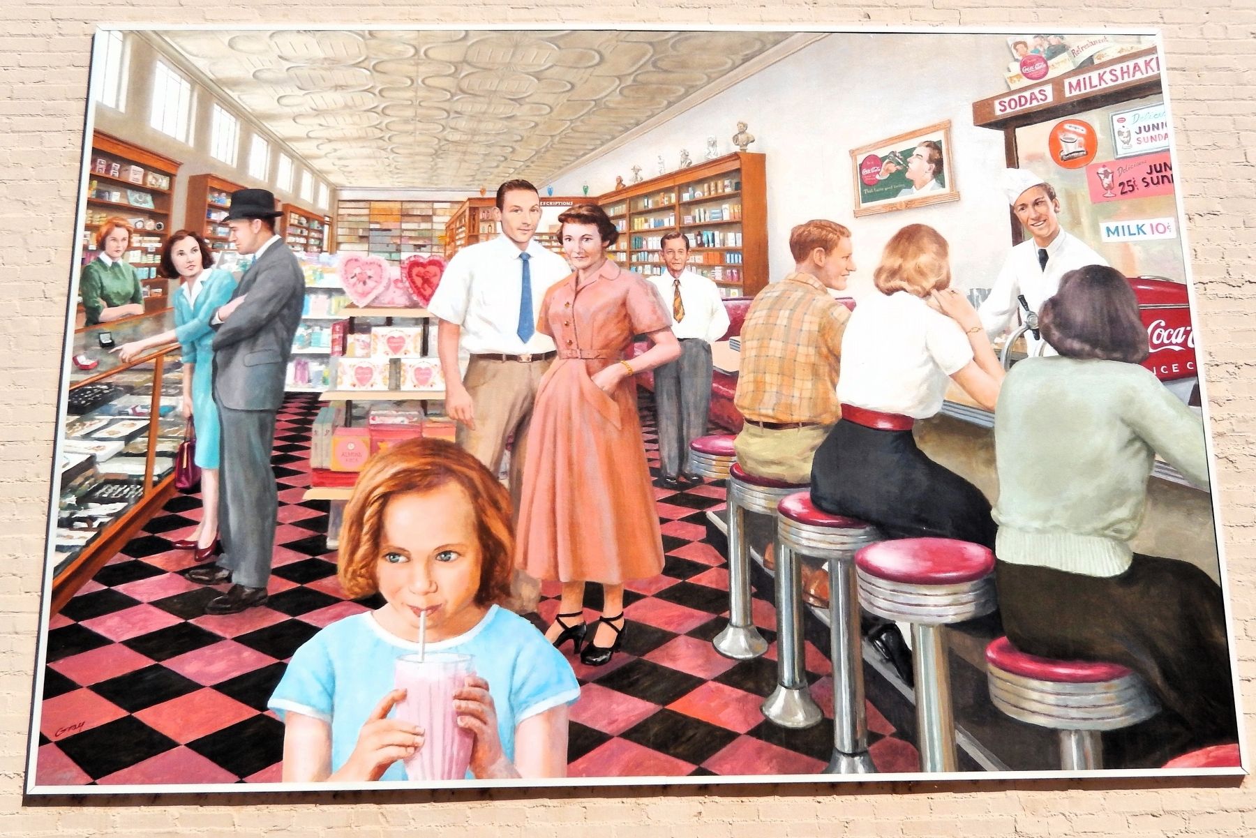 Monfort Drug and Book Store / Jim and Mary Holder Mural image. Click for full size.