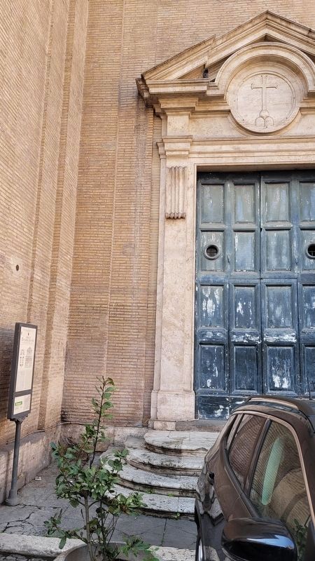 The marker is located by a side door of the church. Click for full size. The marker is located by a side door of the church image. Click for full size.