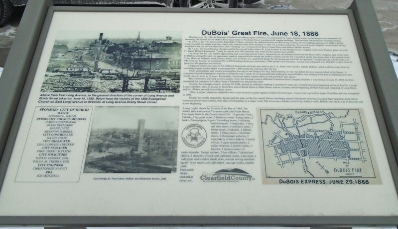 DuBois' Great Fire, June 18, 1888 Marker. Click for full size. DuBois' Great Fire, June 18, 1888 Marker image. Click for full size.