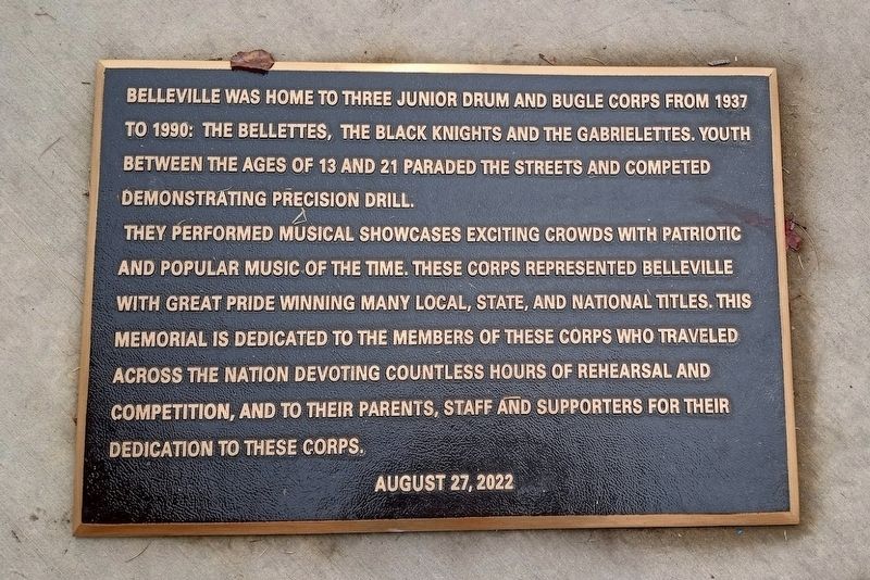 Belleville's 3 Drum and Bugle Corps Marker image. Click for full size.