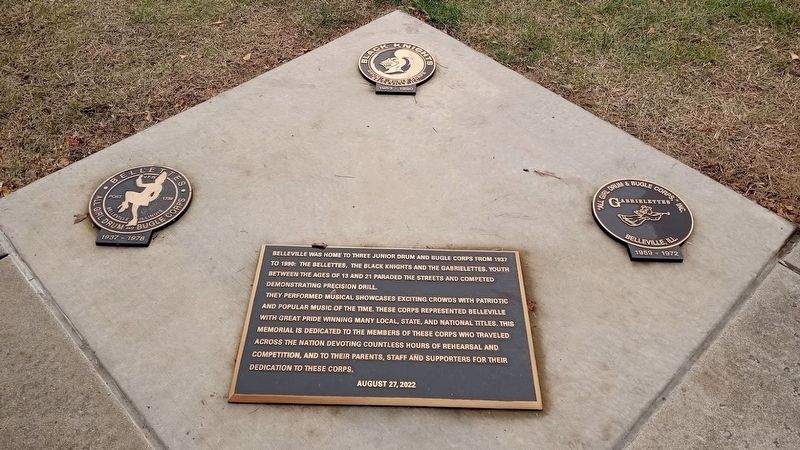 Belleville's 3 Drum and Bugle Corps Marker image. Click for full size.