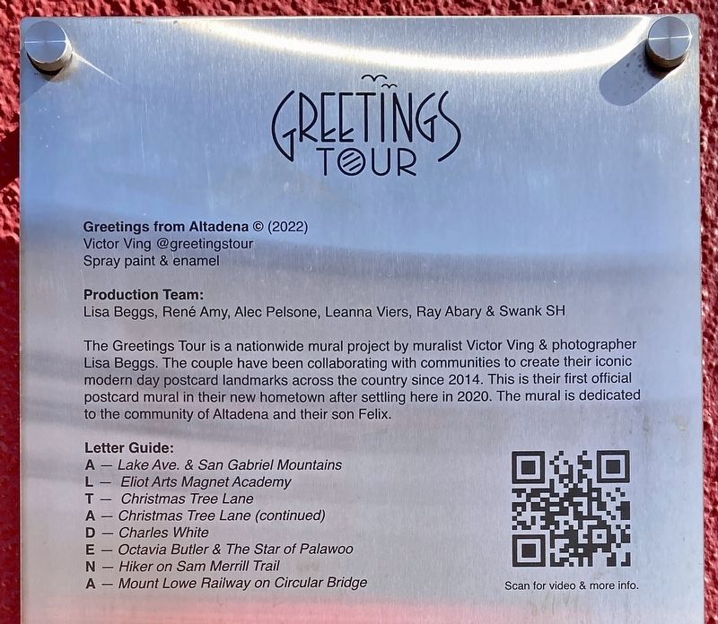 Greetings from Altadena Marker. Click for full size. Greetings from Altadena Marker image. Click for full size.
