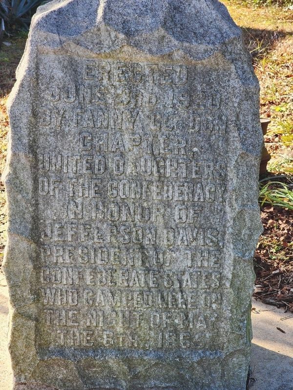 Jefferson Davis Campsite Marker. Click for full size. Jefferson Davis Campsite Marker image. Click for full size.