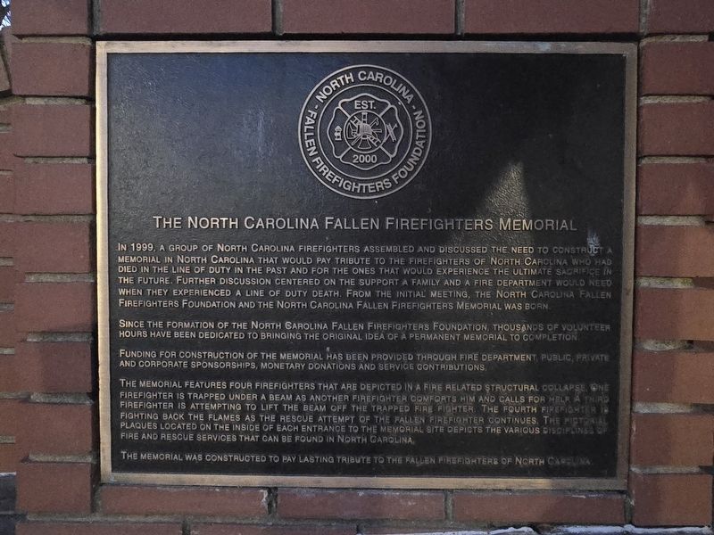 The North Carolina Fallen Firefighters Memorial Marker image. Click for full size.