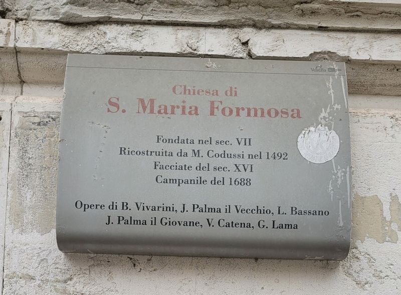 Chiesa di S. Maria Formosa / Church of St. Mary Formosa Marker image. Click for full size.