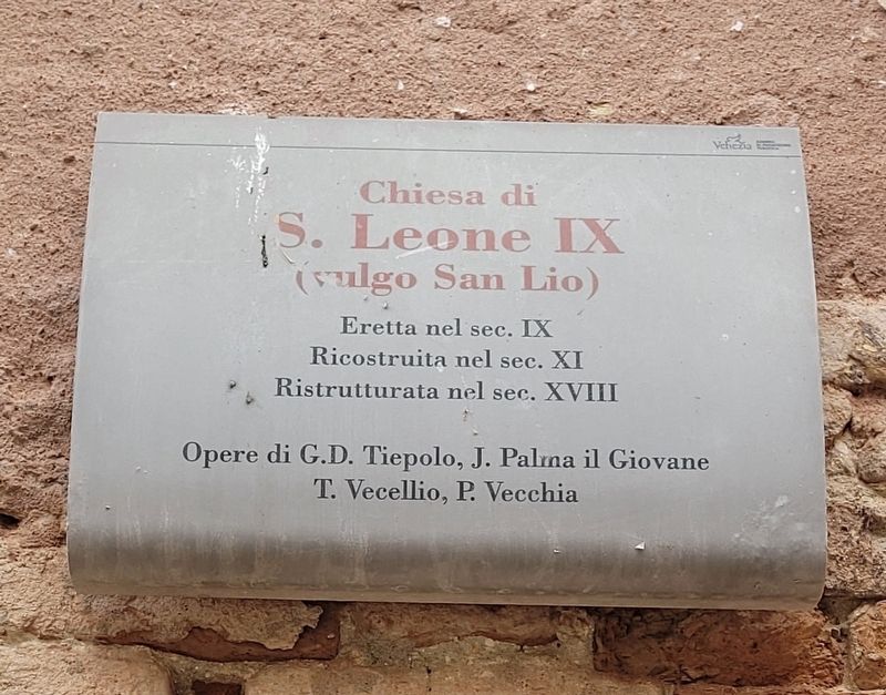 Chiesa di S. Leone IX (vulgo San Lio) / Church of St. Leo IX (commonly known as San Lio) Marker image. Click for full size.