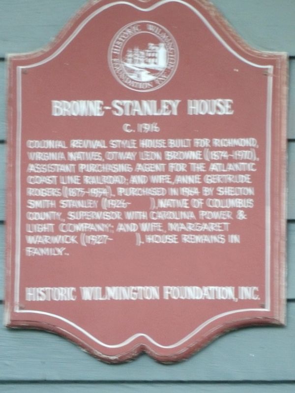 Browne-Stanley House Marker. Click for full size. Browne-Stanley House Marker image. Click for full size.