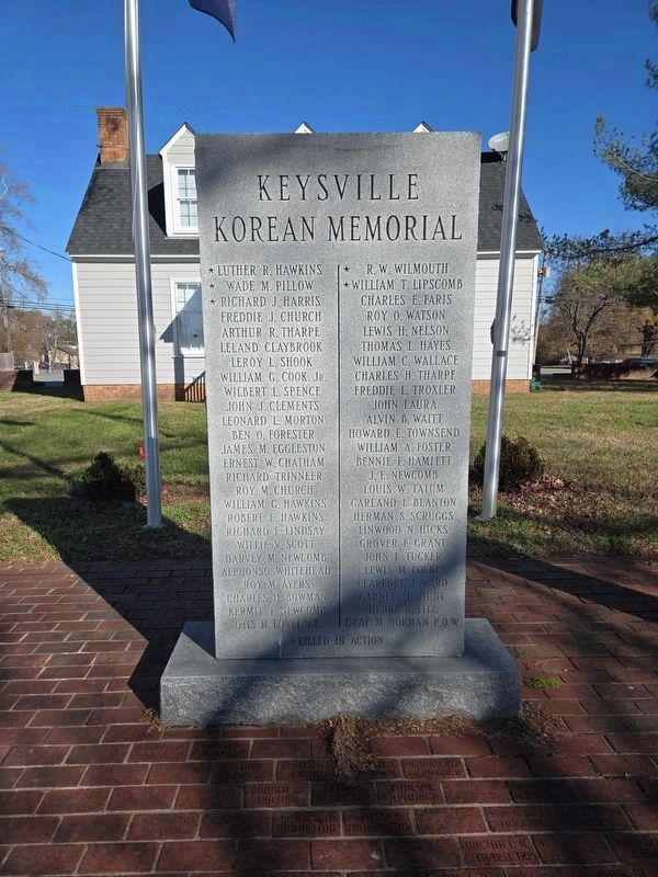 Keysville Korean Memorial (center panel). Click for full size. Keysville Korean Memorial (center panel) image. Click for full size.