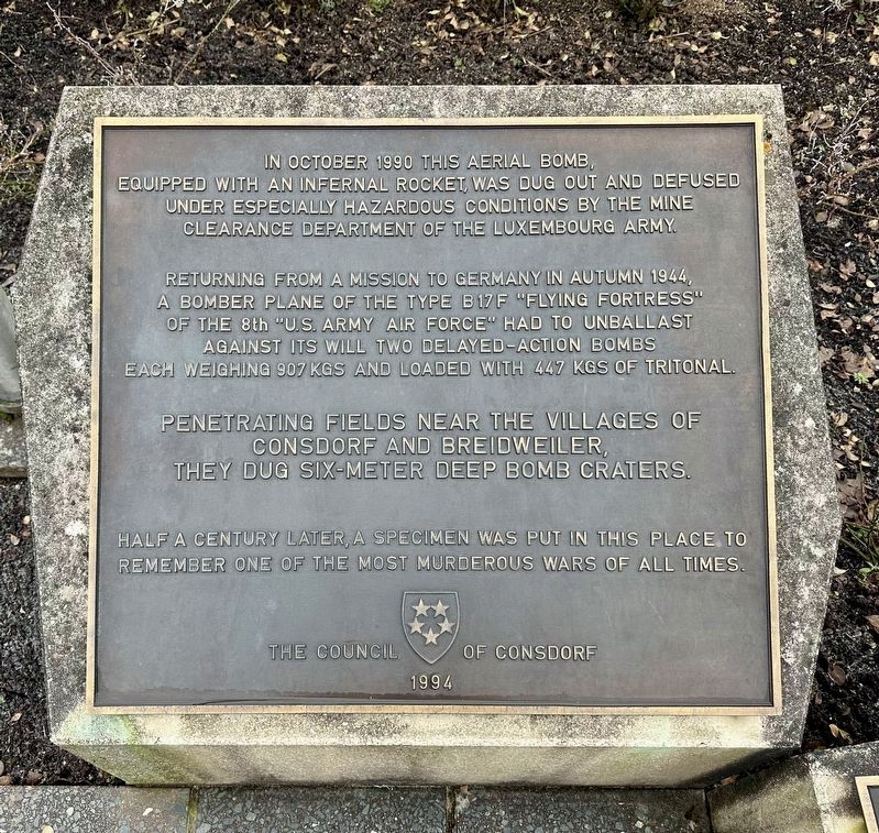 Aerial Bomb / Bomb d’Avion Marker - English panel. Click for full size. Aerial Bomb / Bomb d’Avion Marker - English panel image. Click for full size.