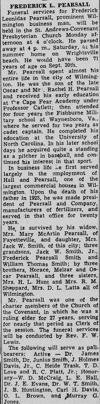 Frederick Pearsall obituary. Click for full size. Frederick Pearsall obituary image. Click for full size.
