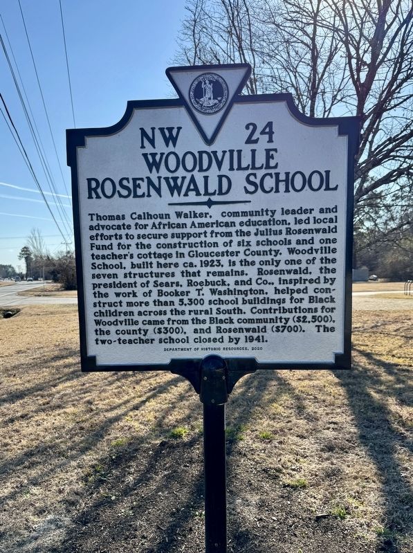Woodville Rosenwald School Marker. Click for full size. Woodville Rosenwald School Marker image. Click for full size.