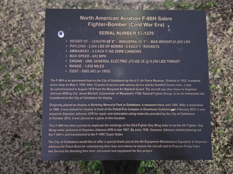 North American Aviation F-86H Sabre Marker image. Click for full size.