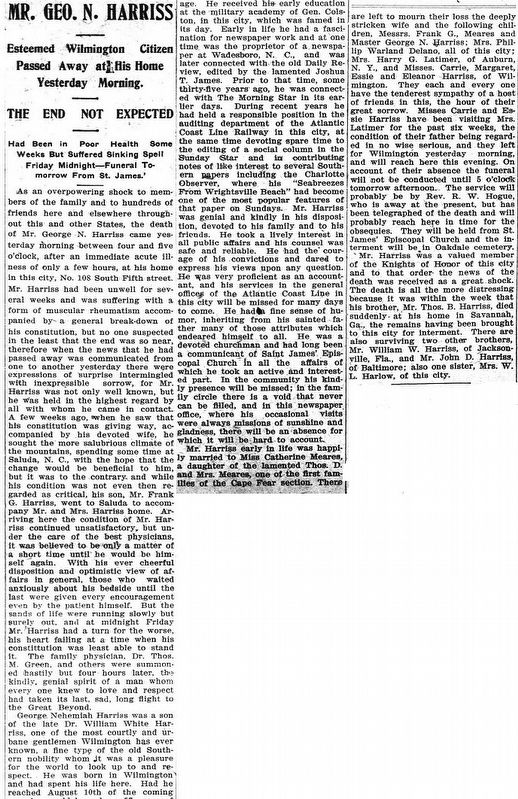 George N. Harriss obituary. Click for full size. George N. Harriss obituary image. Click for full size.