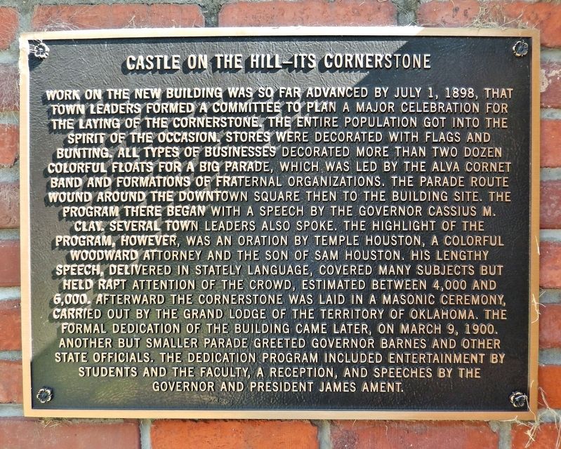 Castle on the Hill Its Cornerstone Marker. Click for full size. Castle on the Hill Its Cornerstone Marker image. Click for full size.