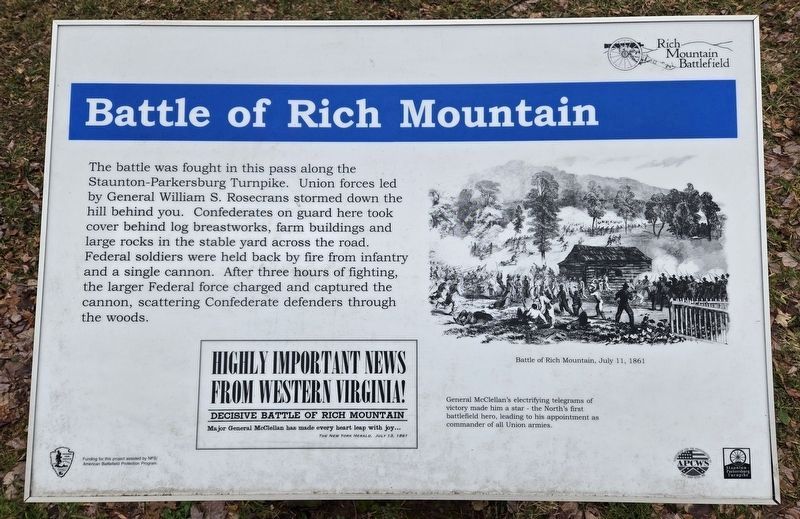 Battle of Rich Mountain Marker image. Click for full size.