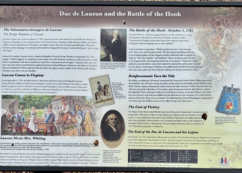 Duc de Lauzun and the Battle of the Hook Marker image. Click for full size.