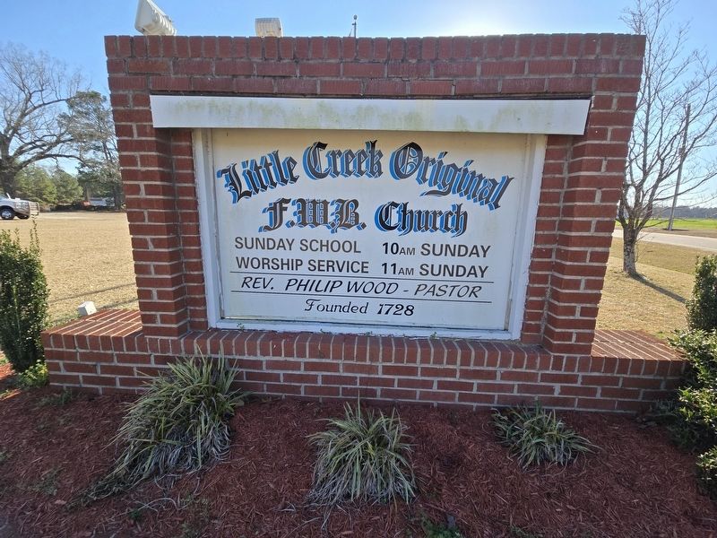 Little Creek Original Free Will Baptist Church sign. Click for full size. Little Creek Original Free Will Baptist Church sign image. Click for full size.