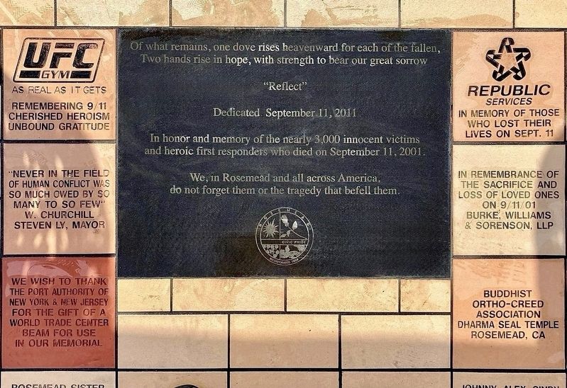 Rosemead 9/11 Memorial Marker image. Click for full size.