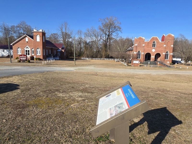 Scuffleton Bridge Marker. Little Creek United Church & CDC building in the background image. Click for full size.