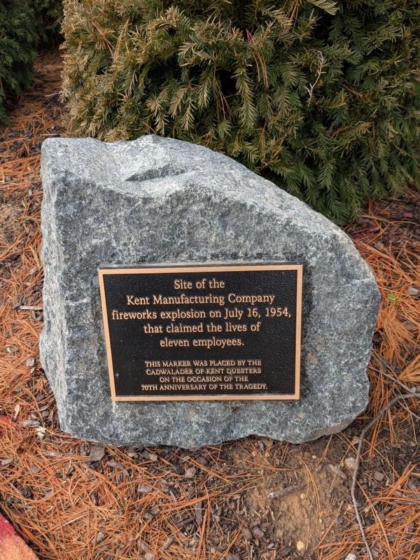 Site of the Kent Manufacturing Company fireworks explosion Marker image. Click for full size.