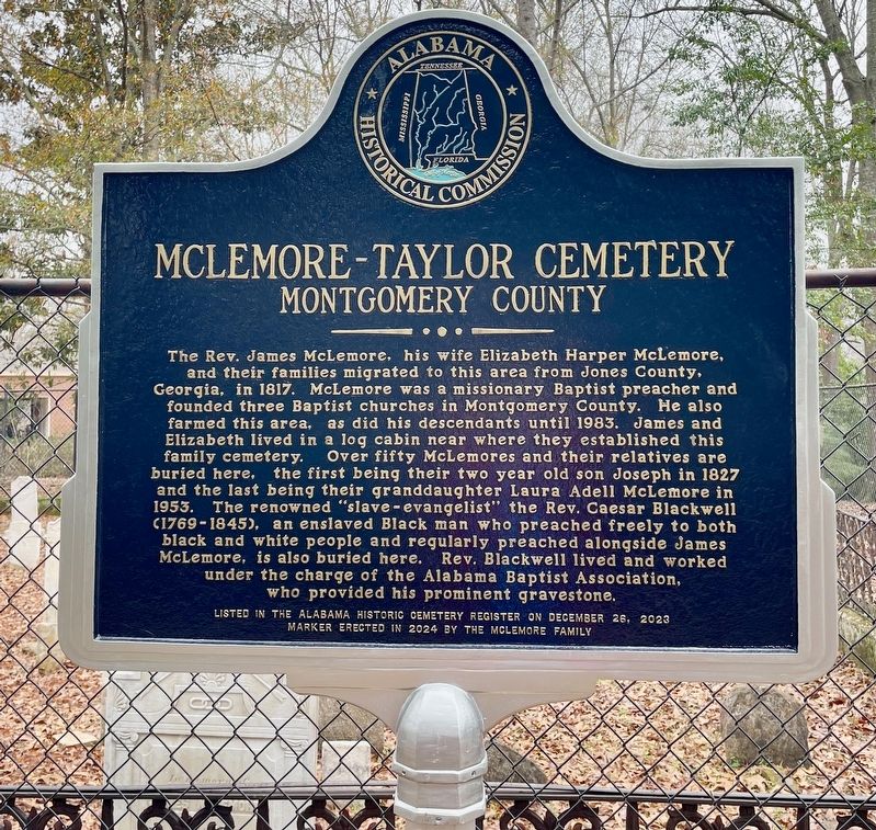 McLemore-Taylor Cemetery Marker image. Click for full size.