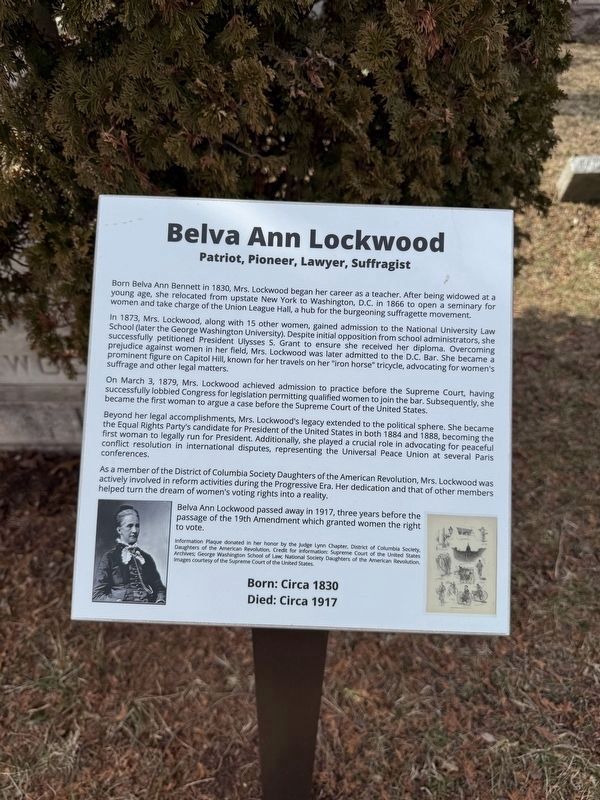 Belva Ann Lockwood Marker. Click for full size. Belva Ann Lockwood Marker image. Click for full size.