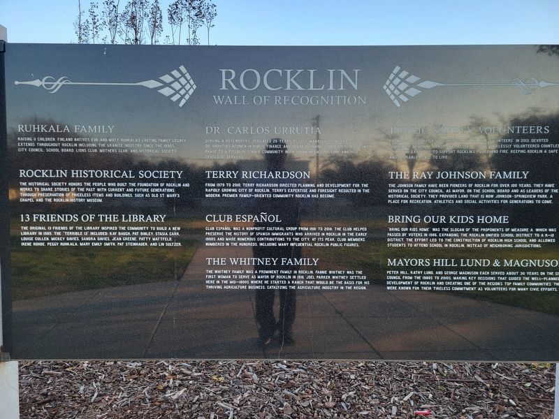Rocklin Wall of Recognition Marker image. Click for full size.