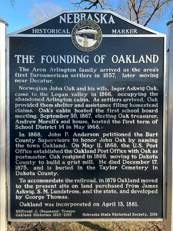 The Founding of Oakland Marker. Click for full size. The Founding of Oakland Marker image. Click for full size.