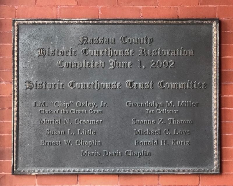 Nassau County Historic Courthouse Restoration Tablet image. Click for full size.