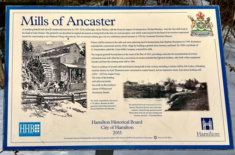 Mills of Ancaster Marker image. Click for full size.