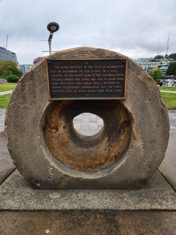 Camas Mill Millstone Marker. Click for full size. Camas Mill Millstone Marker image. Click for full size.