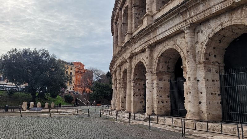 The view of the Cippi, Marker and the Colosseum. Click for full size. The view of the Cippi, Marker and the Colosseum image. Click for full size.