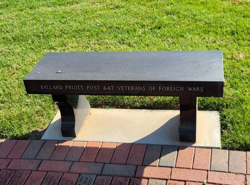 Ballard Pruitt Post 647 V.F.W. Memorial Bench. Click for full size. Ballard Pruitt Post 647 V.F.W. Memorial Bench image. Click for full size.