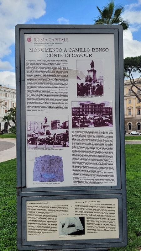 Monumento a Camillo Benso Conte di Cavour / Monument to Camillo Benso Count of Cavour Marker. Click for full size. Monumento a Camillo Benso Conte di Cavour / Monument to Camillo Benso Count of Cavour Marker image. Click for full size.