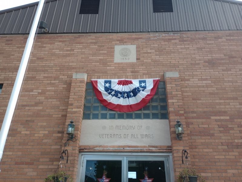 American Legion Post No. 20 Veterans Memorial Building Marker. Click for full size. American Legion Post No. 20 Veterans Memorial Building Marker image. Click for full size.