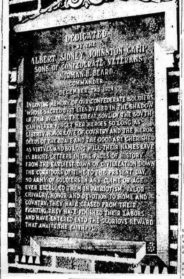 In Loving Memory of our Confederate Soldiers Tablet. Click for full size. In Loving Memory of our Confederate Soldiers Tablet image. Click for full size.